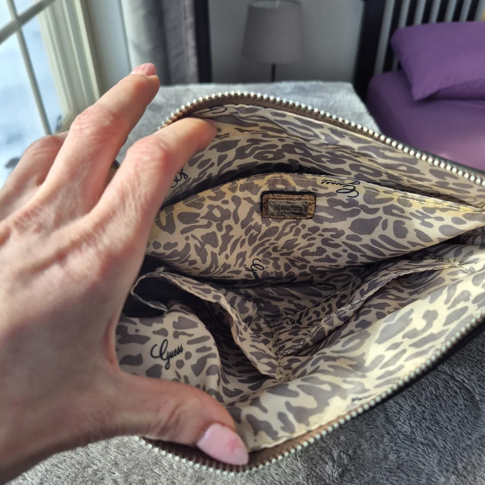 GUESS Brown Monogram Shoulder Bag - Picture 2 of 5